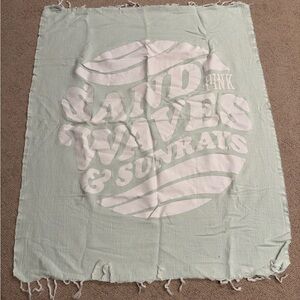 Mint Green Beach Towel with White Print